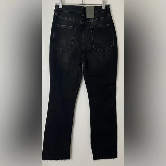 AllSaints NWT High-Waisted Rhinestone Embellished Flared Washed Black Jeans